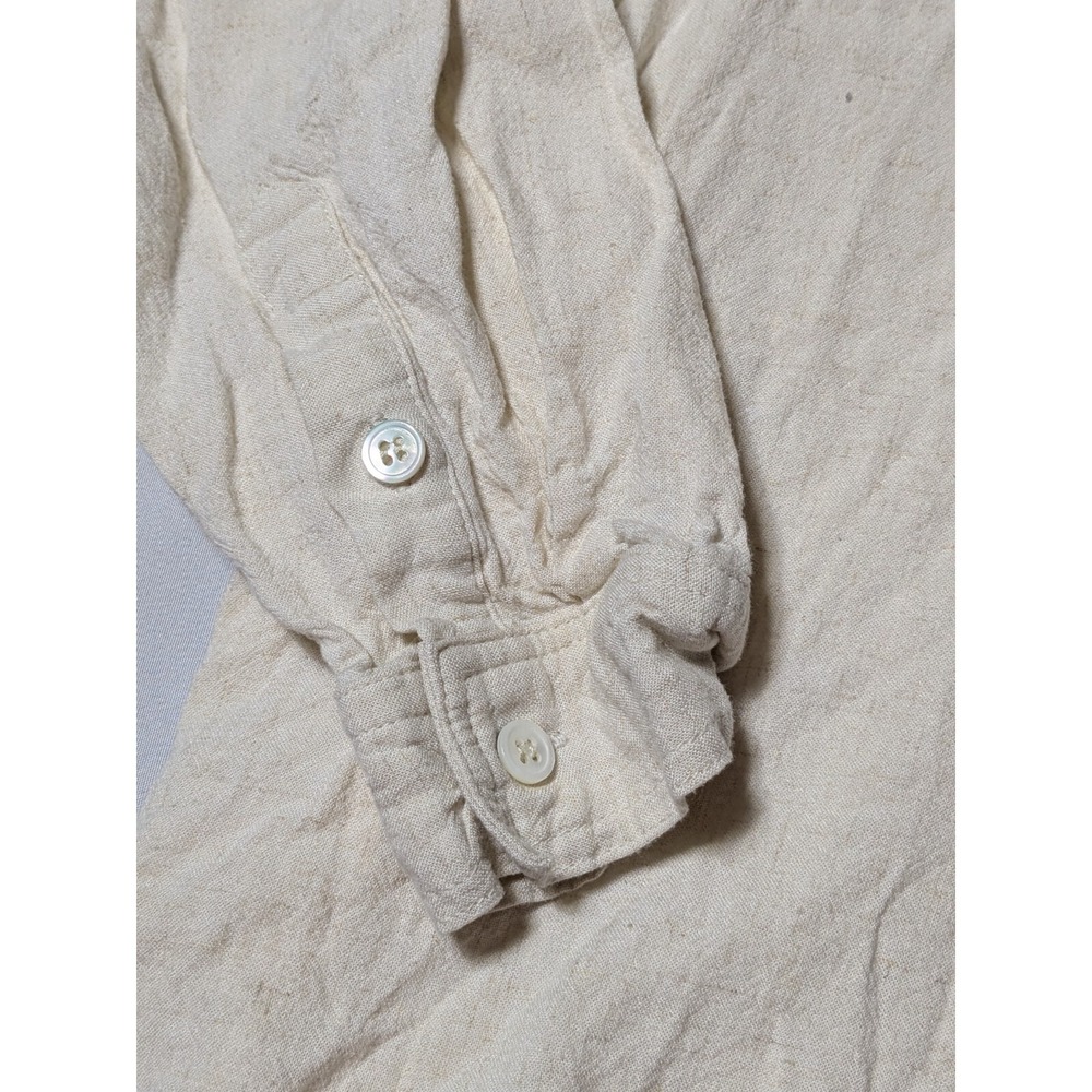 FUN 2 FUN Women Small Beige Rayon Linen Blend Button-Up Shirt - Picture 14 of 16